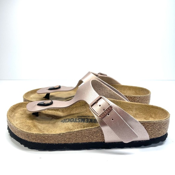 NWOT Birkenstock Sandals Women's Size 6-6.5 EU 37 Copper‎ Gizeh Birko Flor - Picture 4 of 11